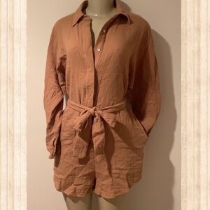Tan romper with belt